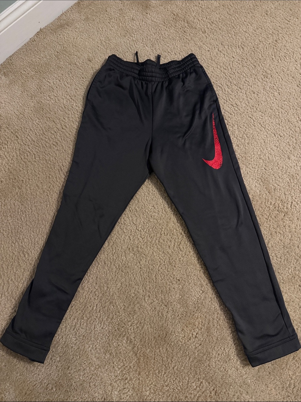 Nike Black Kids' Joggers with Red Swoosh Accent